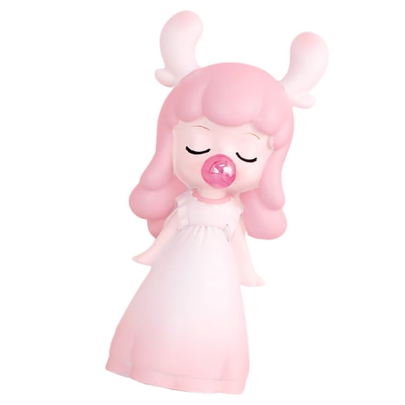Masteelf Pink Bubble Statue Resin Ornaments Adorable Girl Scene Decor Child Baby