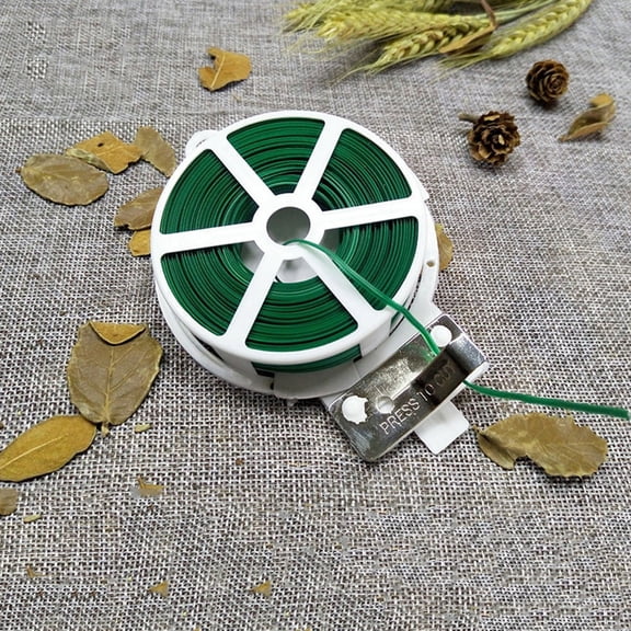 Masteelf Plastic Coated Iron Wire Ties for Gardening 2PCS Green 20M Metal Wire Cable with Cutter