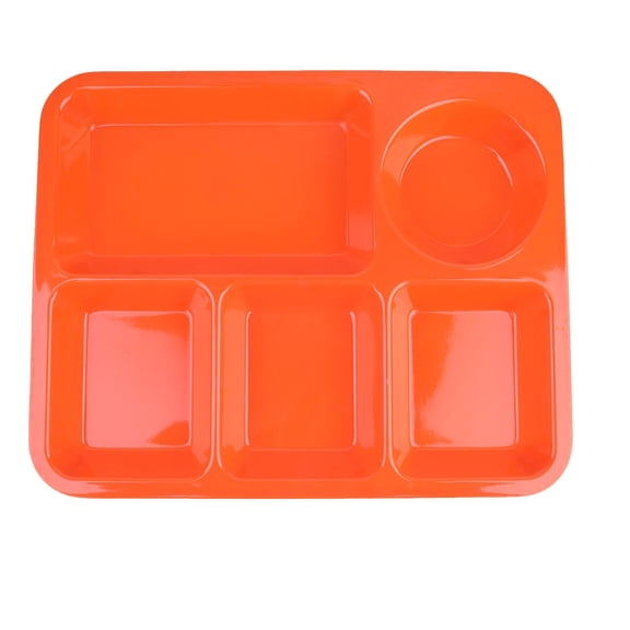 Masteelf Orange Plastic Divided Plate with Separate Compartments, Anti- Rice Tray, Practical Tableware for Home Use