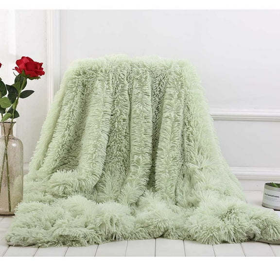 Masteelf Plush Throw Blanket Fleece Blanket Warm Bed Blanket in Solid Color 160x130cm(Mint Green)