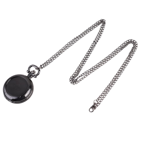 Masteelf Men's Vintage Pocket Watch Necklace with Black Chain Pendant, Stylish Accessory for Students and Men, Timepiece