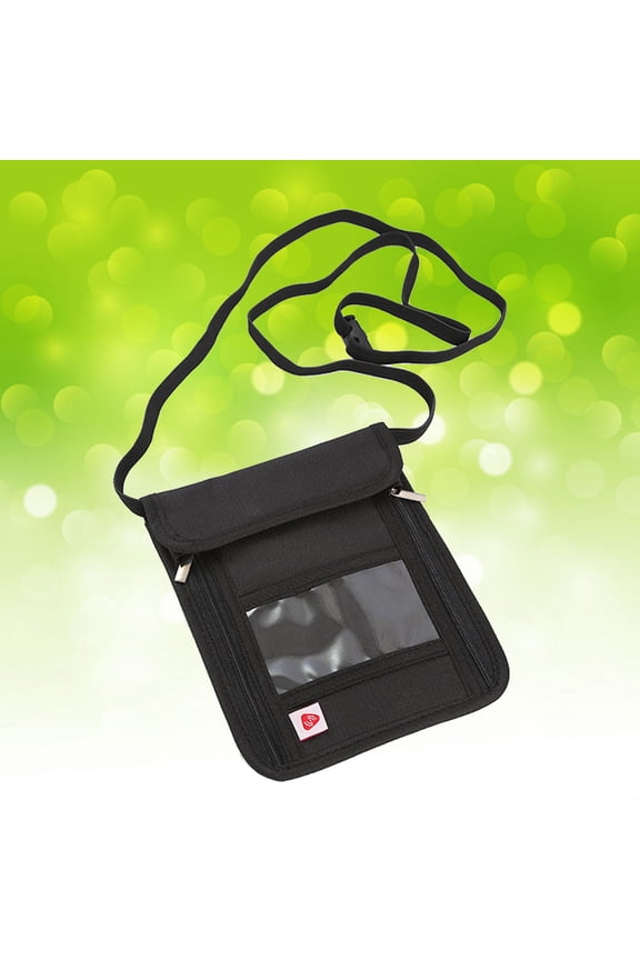 Portable Neck Pouch Wallet for Travel with Organizer ID Folder Black Size:One Size