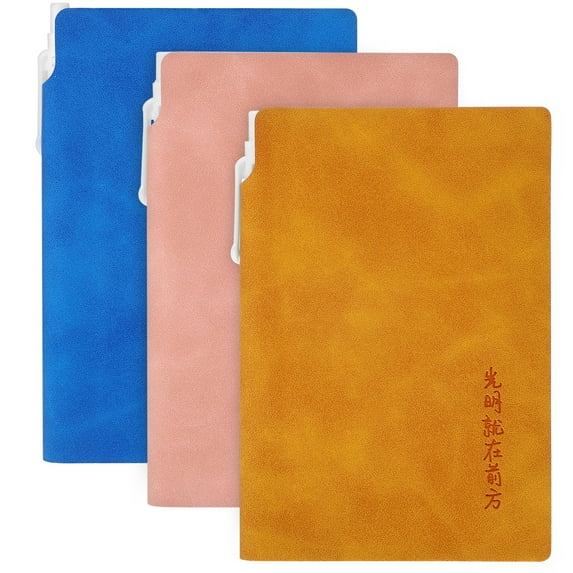 Masteelf Portable Pocket Notebooks with Pen Holder Soft PU Covers for Office Use Multi Color 3pcs
