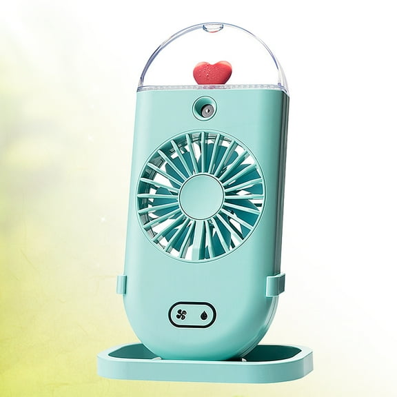 Masteelf Portable USB Cooling Fan with Mist Spray, 2000mAh Battery, Green, ABS & PP, Ideal for Home and Office Use