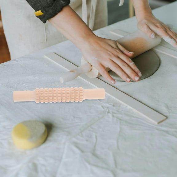 LOLIPPYY Pottery Teaching Rolling Mud Clay Roller Beige Wood 1Set