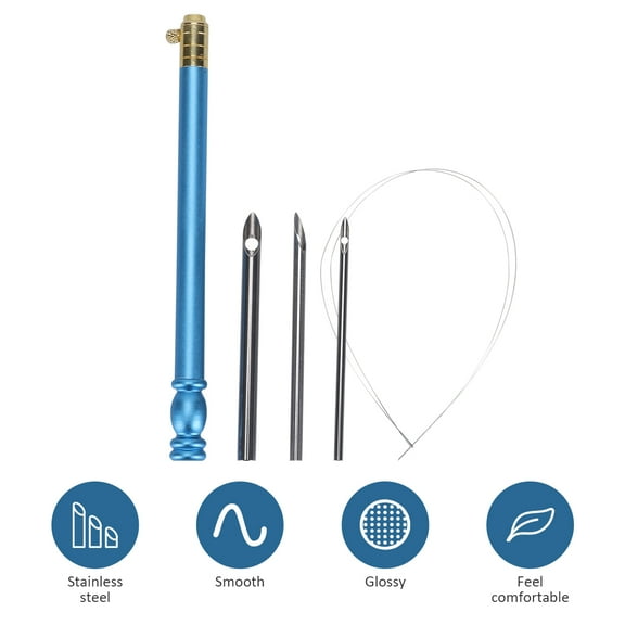 Masteelf Punch Needle Embroidery Tool with Stainless Steel Threader and Ergonomic Handle for DIY Crafts Skyblue