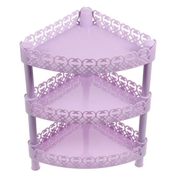 Masteelf Purple 3 Layer PP Plastic Storage Shelves Desk Stand Rack for Bathroom Home Use Triangle Shape