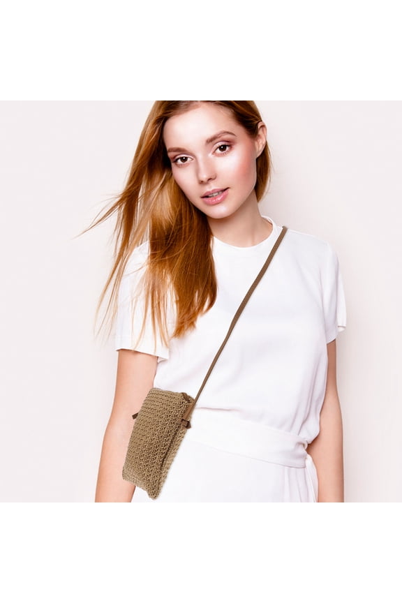 Purses Rattan Tote Bag Diagonal Straw Weave Shoulder Wallet Miss