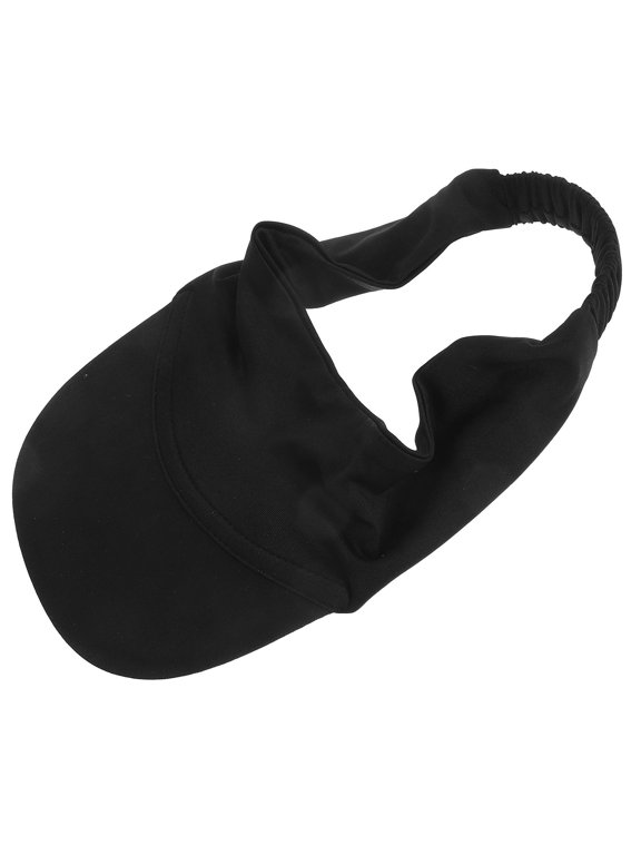 Sun Protection Running Hat Black Polyester Stretchable Visor for Summer