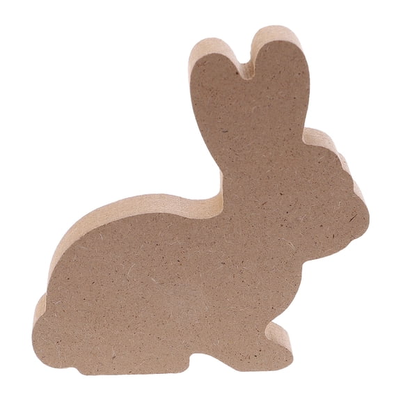 Masteelf Rabbits Shape Wood Sign Office Easter Themed Desktop Adorn DIY Wooden Bunny Ornament