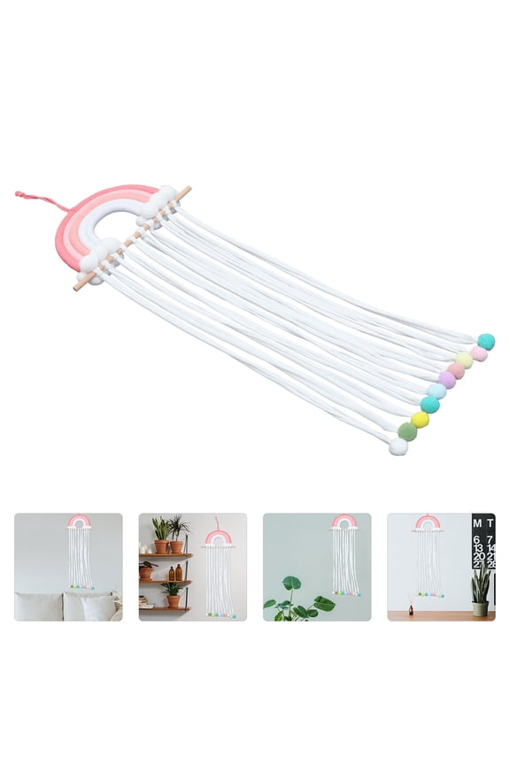 Rainbow Hair Bow Holder for Girls Easy to Clean Wood Cotton Perfect for Nursery Decor 7 Inch