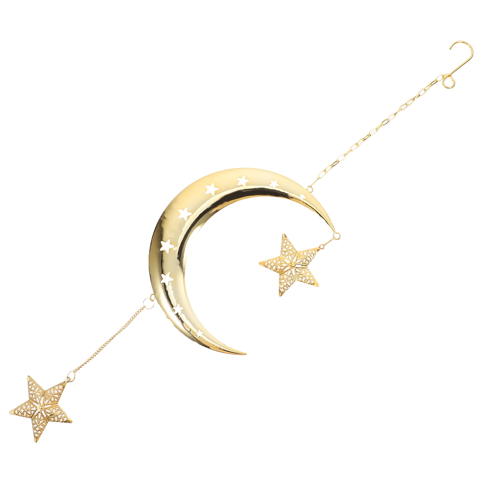 3-Piece Ramadan Hanging Decorations - Gold Crescent Moon & Star Wall Streamers For Eid