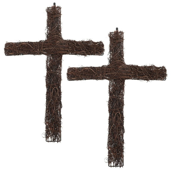 Masteelf Rattan Cross Wreath for Decoration Coffee Outdoor DIY Woven Rattan Easy to Install 2Pcs
