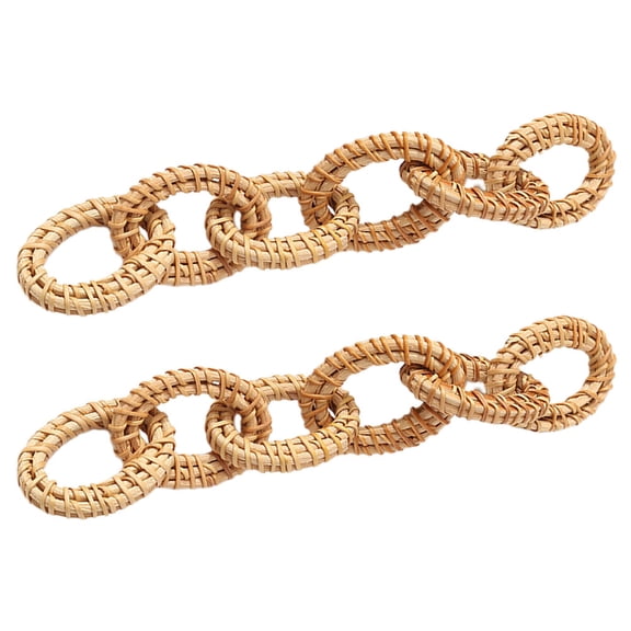 Masteelf Rattan Woven Chain Link Decor for Wall Art Craft in Khaki Color Suitable for Home Decoration 2pcs