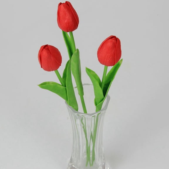 Masteelf Real Touch Artificial Tulips for Decor Use with Smooth PU Material and Elegant Shape Red Color 10 Inches