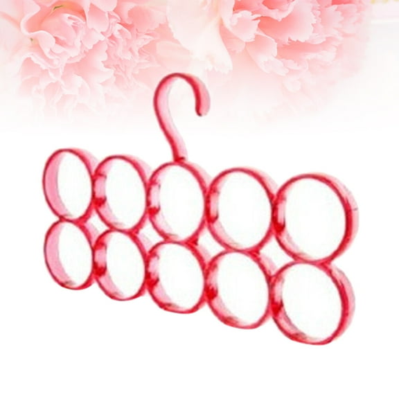 Masteelf Red Circle Shape Coat Hanger with 10 Rings for Scarf and Belt Organizer Plastic Space Saving Design