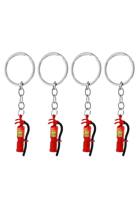 Red Firefighter Extinguisher Keychain Pendant Made of Zinc Alloy for Hanging Keys Strong and 4pcs