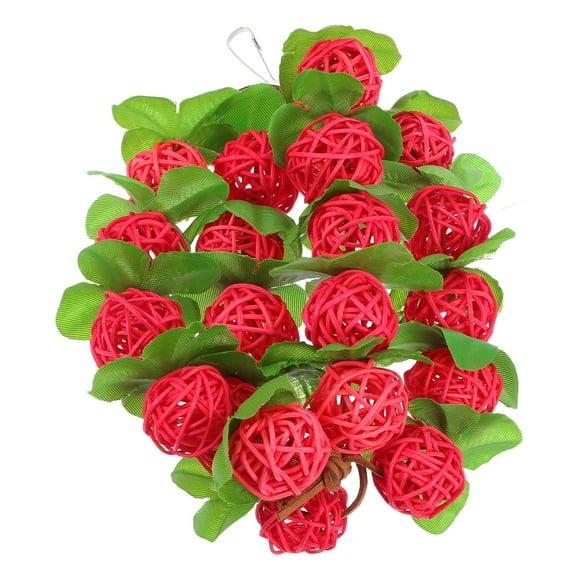 Masteelf Red Hanging Rattan Ball Toy for Birds Made of Plastic with Hook for Cage Decor and Play