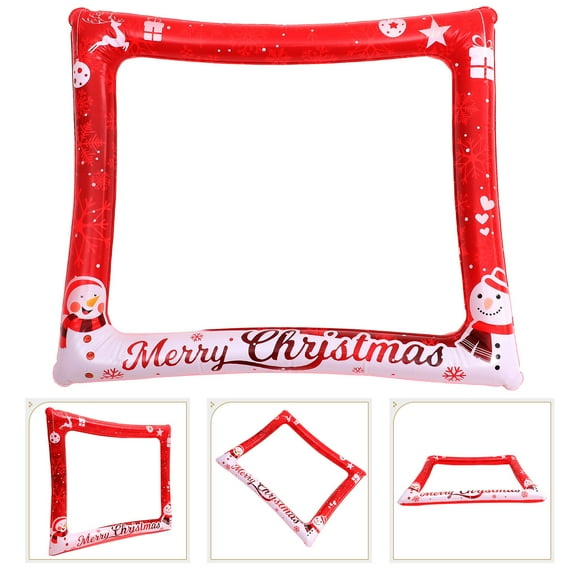 Masteelf Red Inflatable Photo Frame for Christmas PVC Lightweight Selfie Prop 1 Piece