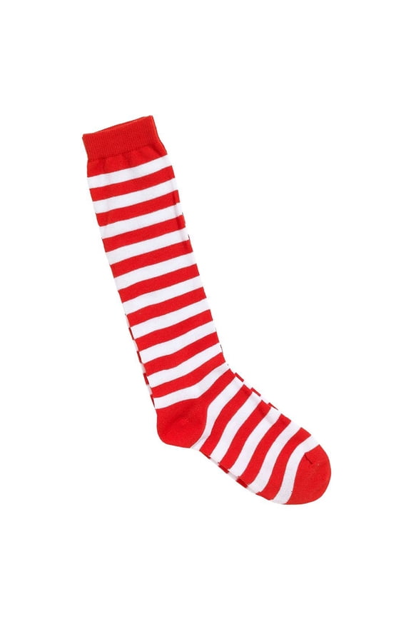Red and White Striped Acrylic Socks for Warmth and Comfort, One Size Fits Most Adults