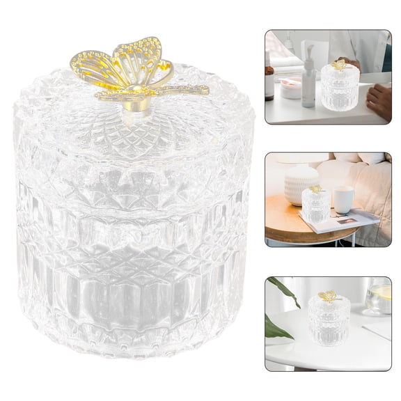 Masteelf  Relief Glass Storage Tank Small Item Container Multipurpose Jar