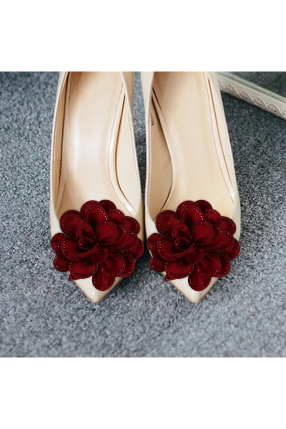 Decorative Removable Shoe Flower Clips with Sparkling Rhinestones, Alloy and Polyester Accessories