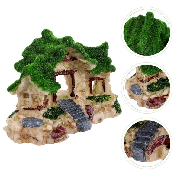 Masteelf Resin Fish Hiding Cave Aquarium Ornament Green Decoration for Fish Shrimp and Amphibians 5.5 Inch