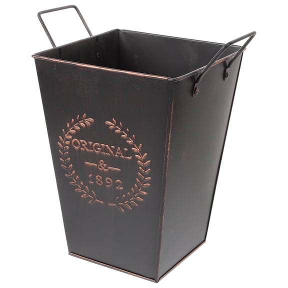 IDEANATEGRATE Vintage Metal Flower Pot Black Creative Plant Vase for Home Decor