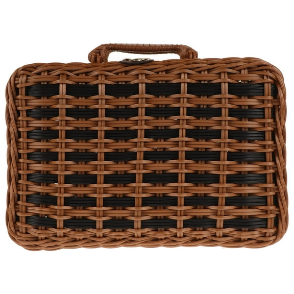 Masteelf Retro Handwoven Suitcase Imitated Rattan Woven Storage Box Creative Suitcase (S)