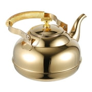 IDEANATEGRATE Golden Metal Tea Kettle for Stovetop with Easy Clean Surface
