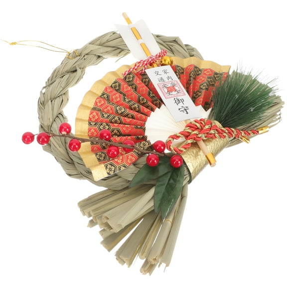 OFFIGAM Offigam Japanese Style Round Straw Woven Wreath Wall Hanging Home Decoration 1Pack