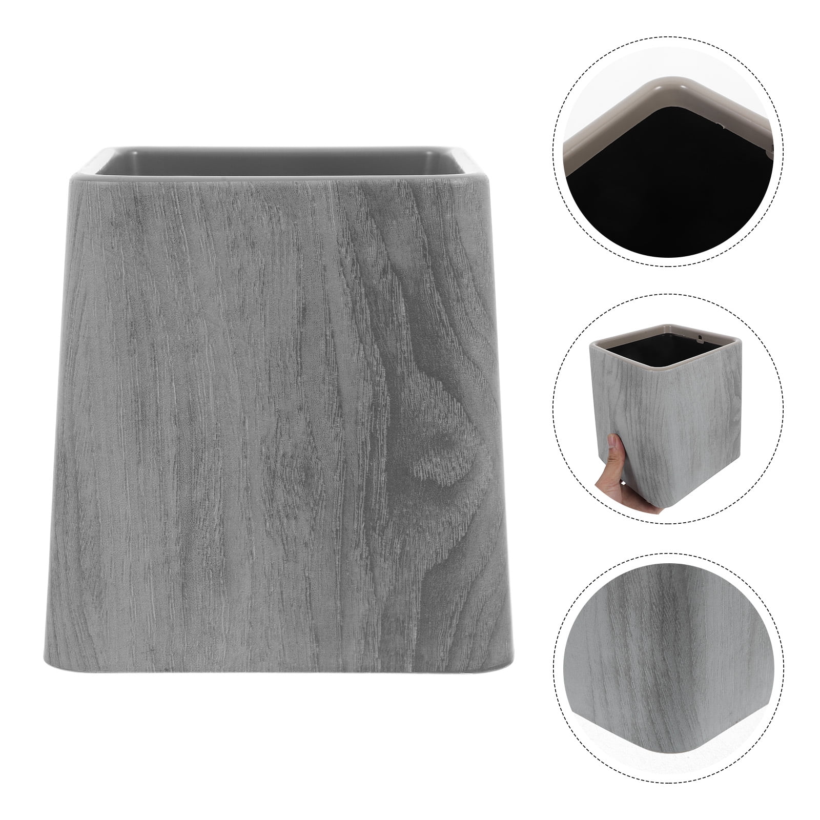 Retro Trash Can Rubbish Bin Plastic Container Lid Waste Basket Living Room Storage Classic Garbage Mimetic Wood Grain Bin Officetrash Cans Wastebask - View #5