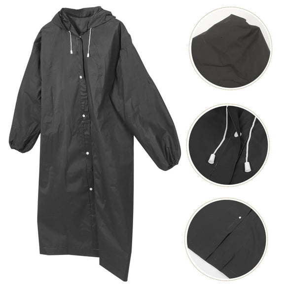 WRITWAA Hooded Rain Poncho Reusable Black Eva for Outdoor Activities Men and Adult