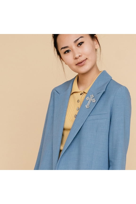 Rhinestone Cross Brooch Pin for Women Decoration with Shining Look Great for Wedding and Daily Use Silver