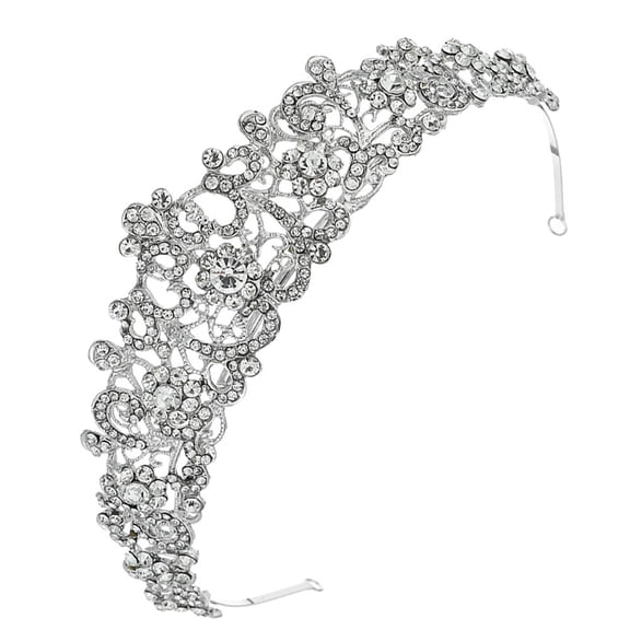 Masteelf Rhinestone Hairpiece Bridal Crown Crown Hair Accessory Bride 12.5x4.5cm Silver
