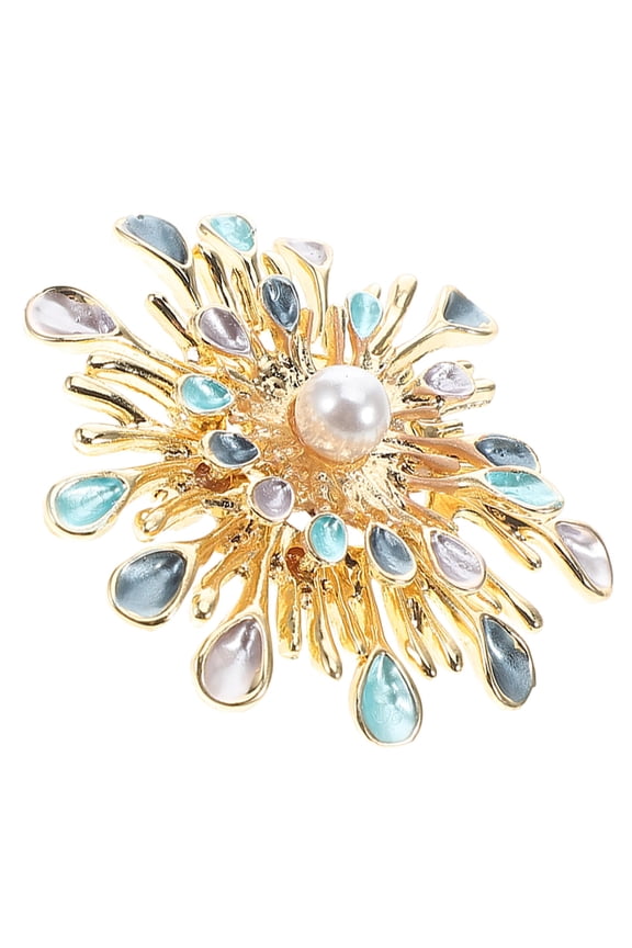 Rhinestone Sunflower Brooch Decorative Lapel Pin Elegant Woman