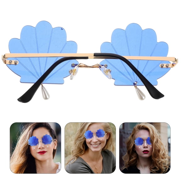 Masteelf Rimless Shell Shaped Sunglasses Frameless Glasses Novelty Party Eyewear For Women Ideal For Beach Parties And Summer Festivals