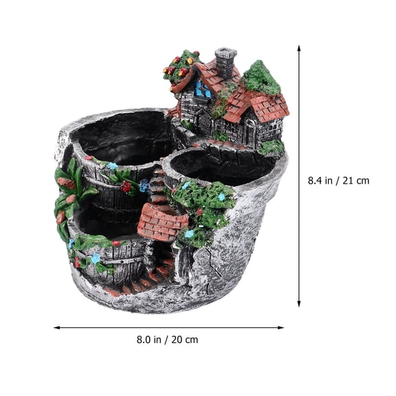 Masteelf Room Decor Creative Small House Flower Pot Balcony Garden Decoration 21*21cm
