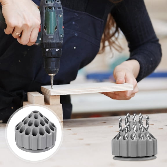 Masteelf Rotating Grinding Drill Bit Storage Box Safe Storage Box 10.5X10.5X9CM Grey