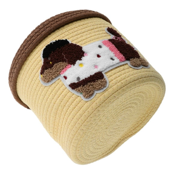 Masteelf Round Storage Basket with Lid Decorative Cotton Rope Woven Basket with Lid for Living Room Bedroom Nursery