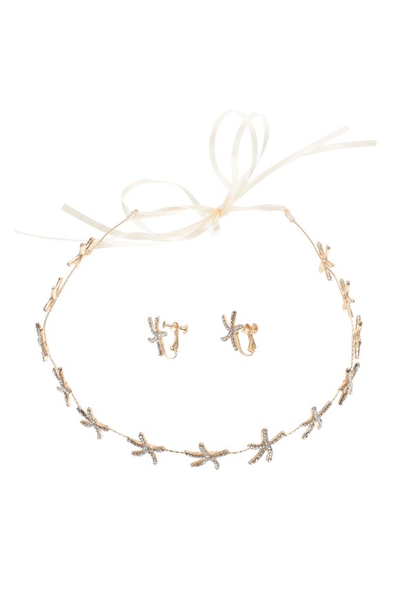 Star Bridal Headdress and Hairband Set with Matching Earrings for Wedding Bride Accessories