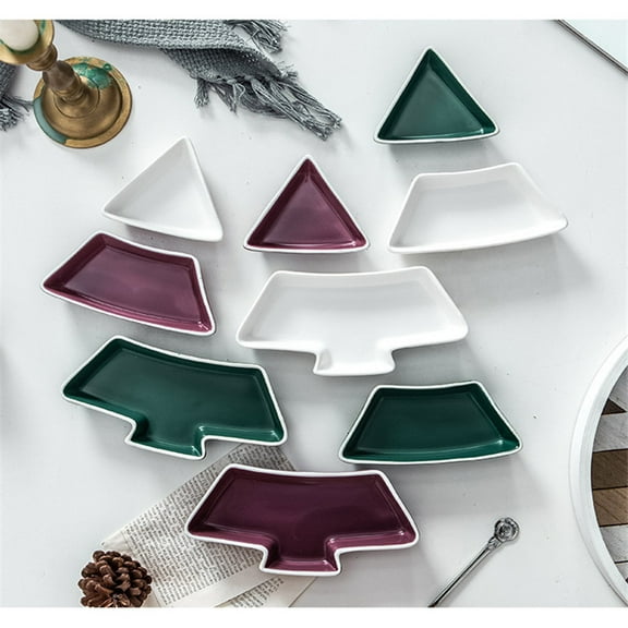 Masteelf Serving Dish Christmas Tree Snack Plate Dried Fruit Plate Size 1 White