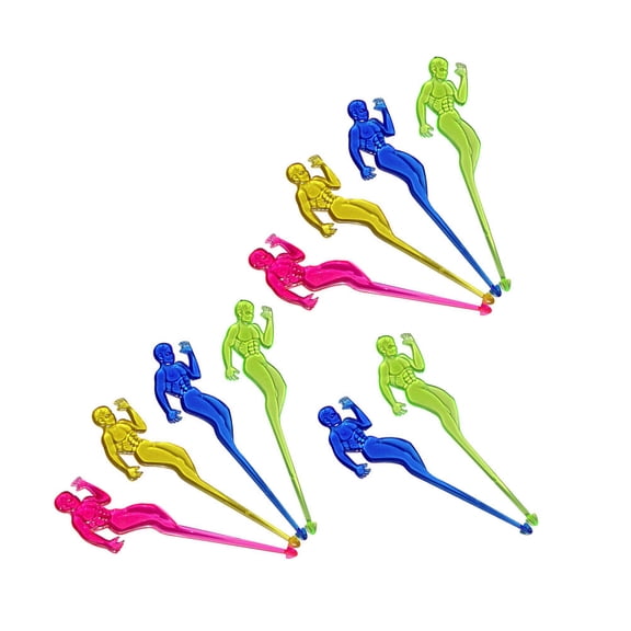 LOLIPPYY Assorted Color Swizzle Sticks for Party, Plastic Cocktail Stirrers, Great for Drinks 10Pcs