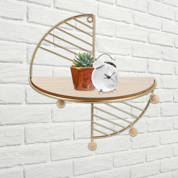 IDEANATEGRATE Wall Mounted Storage Shelf Wood Bedroom 1Set