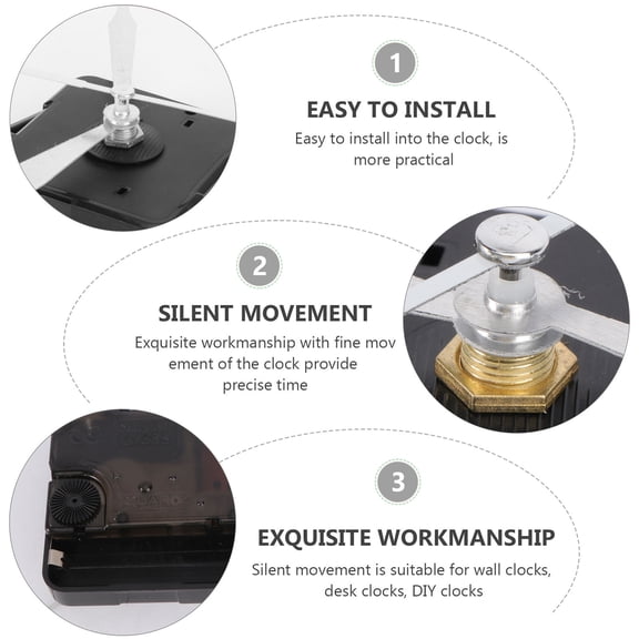 Masteelf Silent Clock Movement Kits with Precise Timekeeping for Clock Repairing White Color Aluminum and ABS 3 Pointers Included