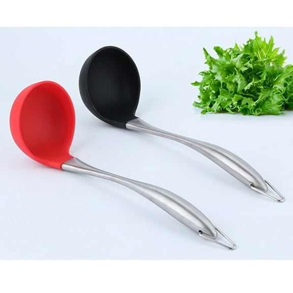 Masteelf Silicone Cooking Utensil Nonstick Heat Resistant Kitchen Utensil with Stainless Steel Handle (Red)