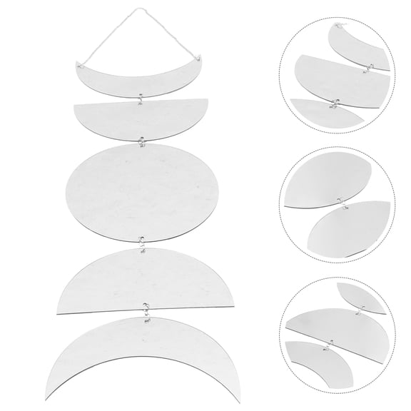 Masteelf Silver Acrylic Moon Phase Mirror for Home and Bedroom Decor Creative Wall Hanging Decoration 23.6x7.5 Inches