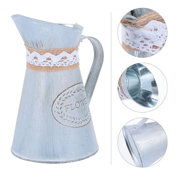 Masteelf Silver Iron Flower Jug Planter for Garden Use Perfect as Decorative Ornament or Desktop Flower Pot