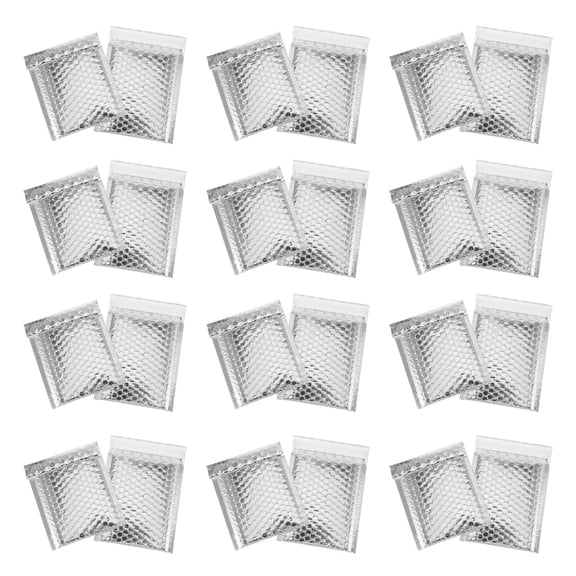 SWETRACE 100Pcs Self Sealing Envelope Bags Plated Silver Bubble Padded Mailers for Jewelry Shipping