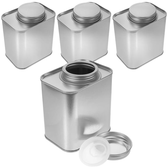 IDEANATEGRATE Silver Airtight Tinplate Coffee Bean Canister 4Pcs Simple Home Storage